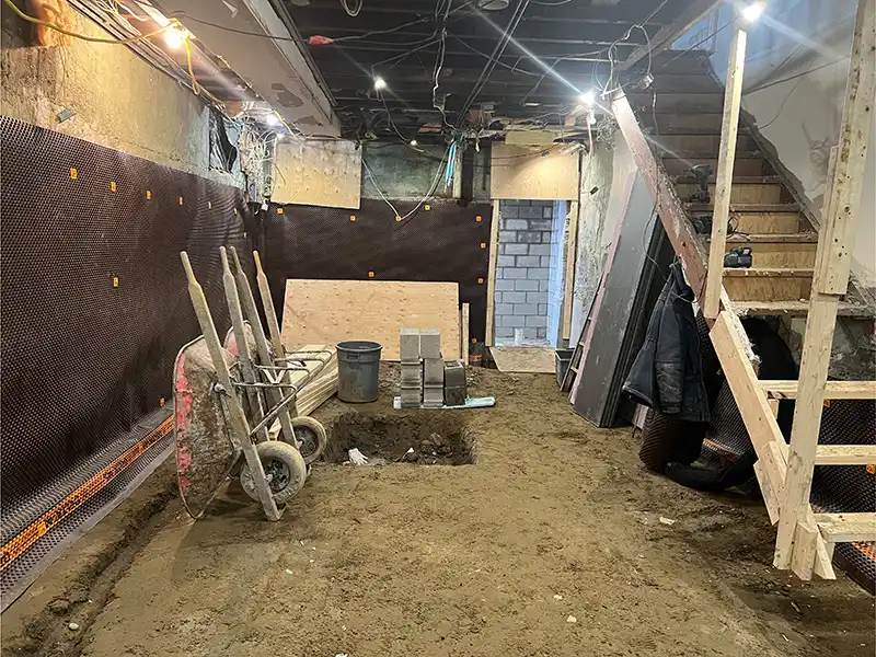 Finished basement after underpinning in Toronto